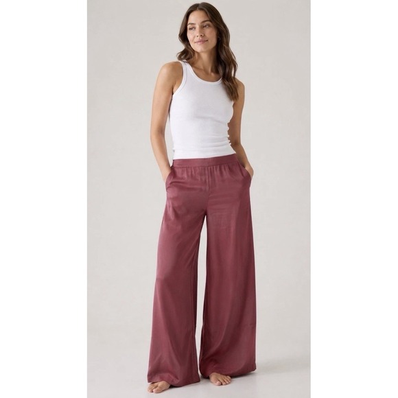 Athleta Pants - Athleta Calm Cool Pant Women's M Rose Pink Wide Leg Breathable Lightweight Silky